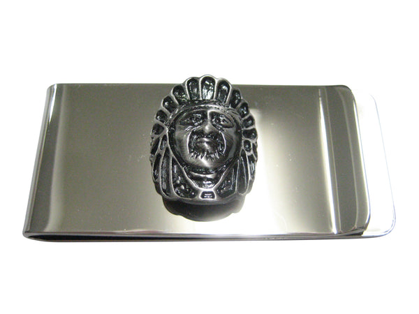 Gunmetal Toned Indian Chief Head Money Clip