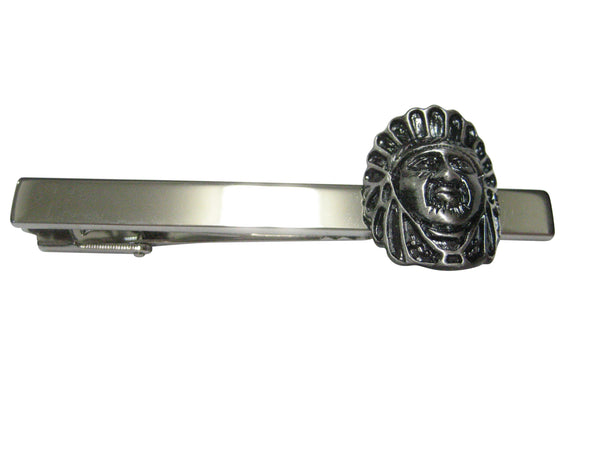 Gunmetal Toned Indian Chief Head Tie Clip