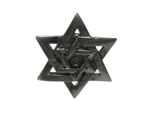 Gunmetal Toned Jewish Star of David Religious Adjustable Size Fashion Ring