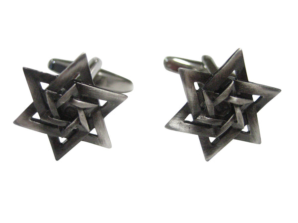 Gunmetal Toned Jewish Star of David Religious Cufflinks