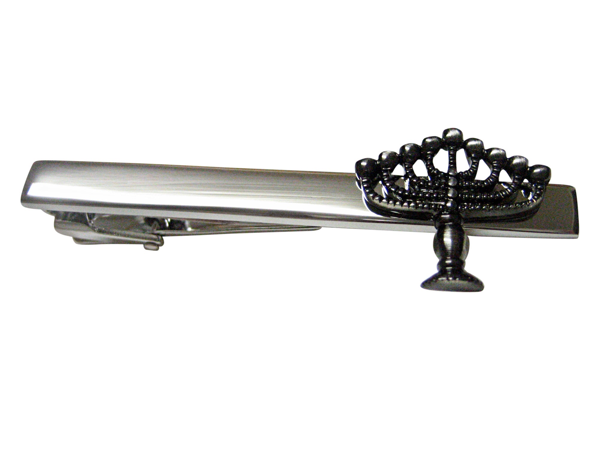 Gunmetal Toned Menorah Square Tie Clip