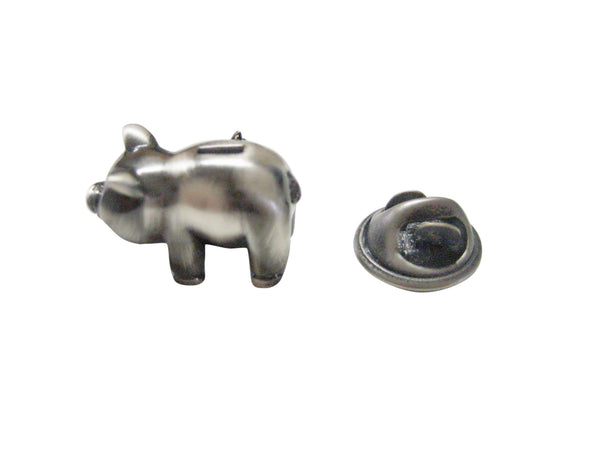 Gunmetal Toned Piggy Bank Lapel Pin