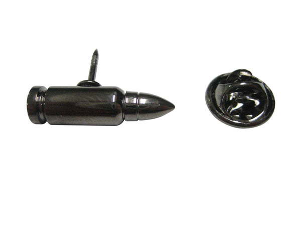 Gunmetal Toned Rifle Bullet Design Lapel Pin