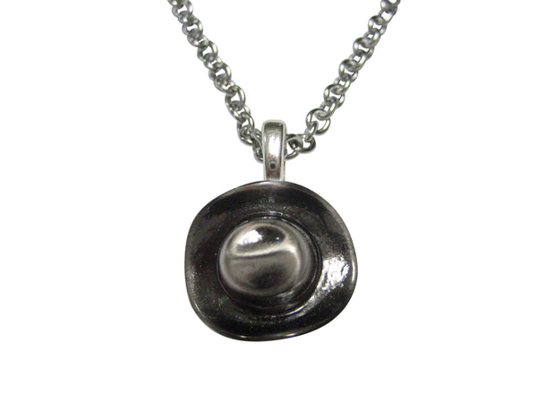 Gunmetal Toned Western Cowboy Hat Pendant Necklace