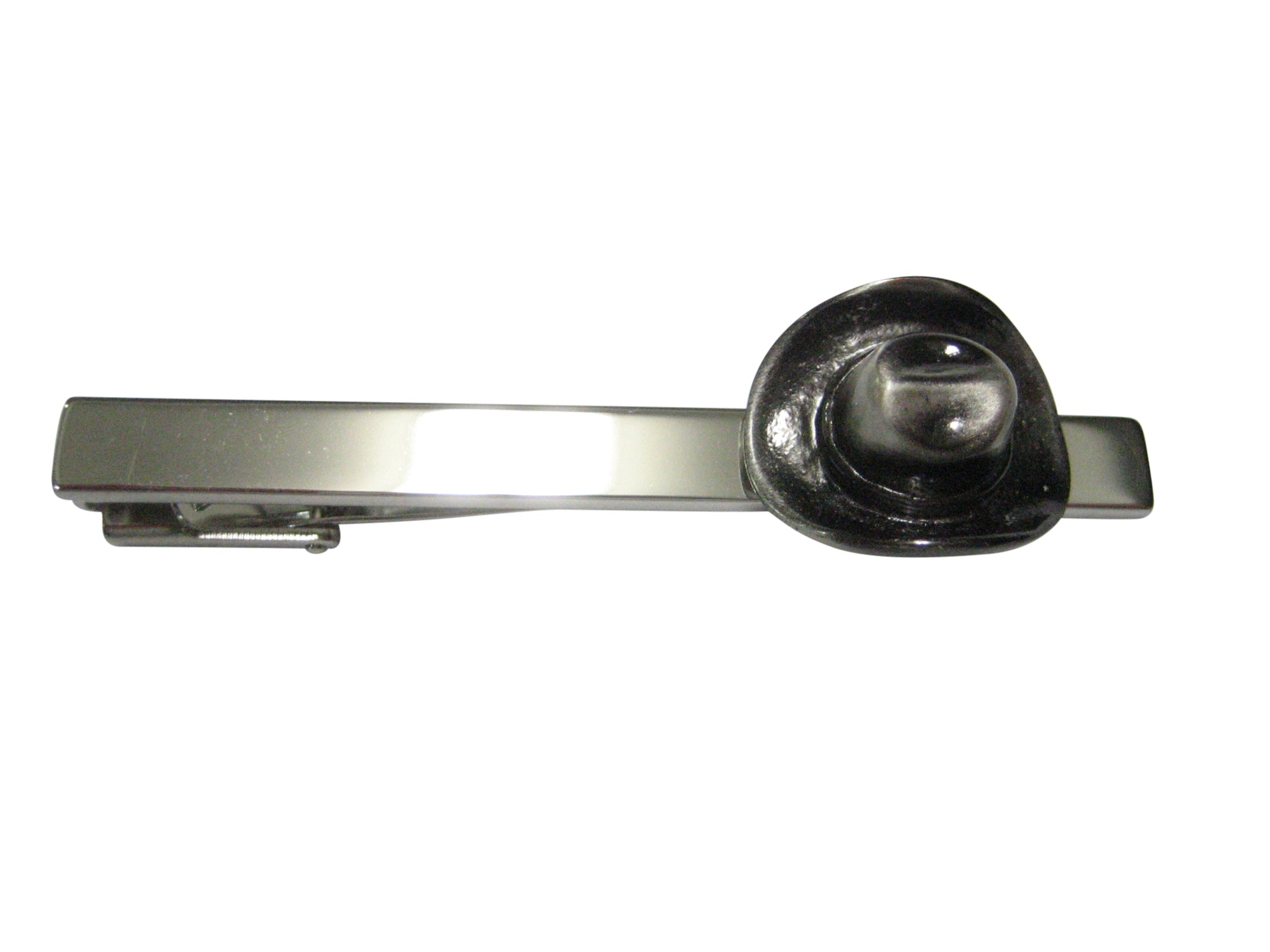 Gunmetal Toned Western Cowboy Hat Square Tie Clip