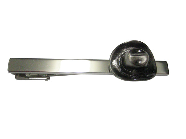 Gunmetal Toned Western Cowboy Hat Square Tie Clip