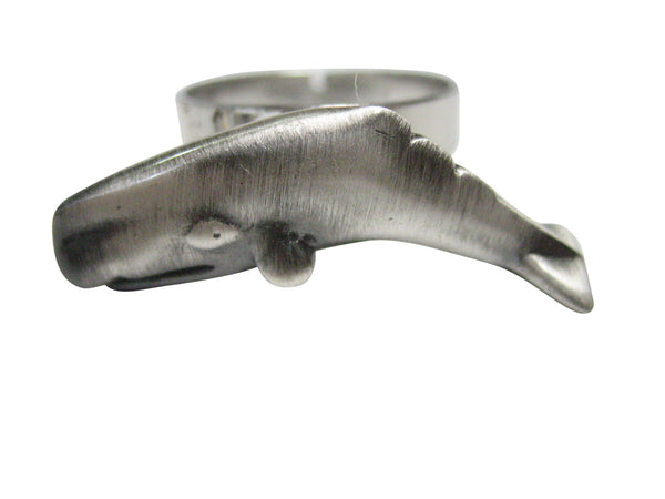 Gunmetal Toned Whale Adjustable Size Fashion Ring