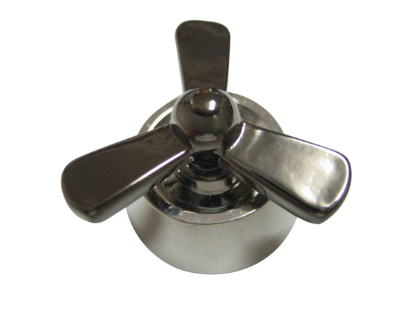 Gunmetal and Silver Toned Airplane Propellor Pendant Magnet