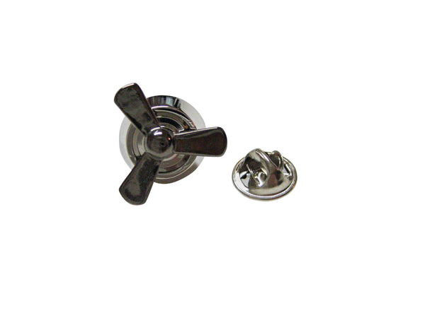 Gunmetal and Silver Toned Propellor Lapel Pin