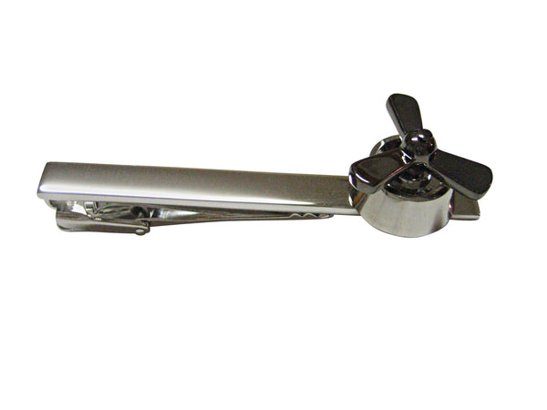 Gunmetal and Silver Toned Propellor Square Tie Clip