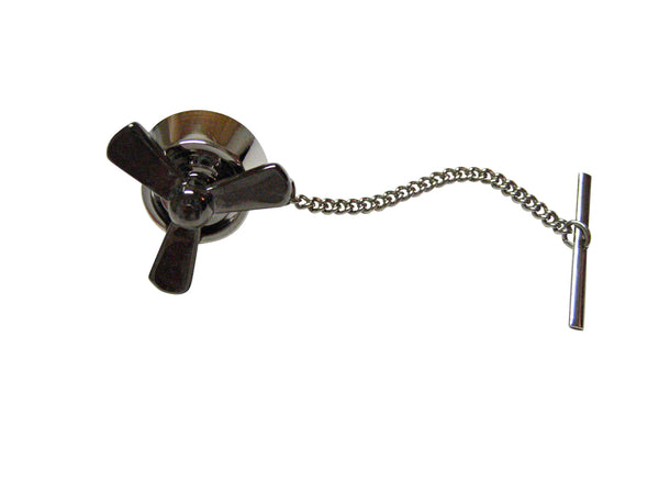 Gunmetal and Silver Toned Propellor Tie Tack