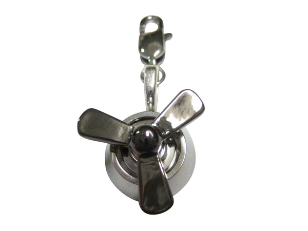 Gunmetal and Silver Toned Airplane Propellor Pendant Zipper Pull Charm
