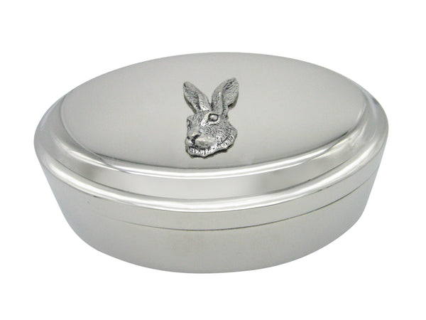 Hare Rabbit Head Pendant Oval Trinket Jewelry Box