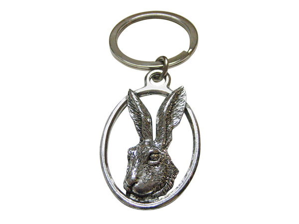 Hare Rabbit Oval Key Chain