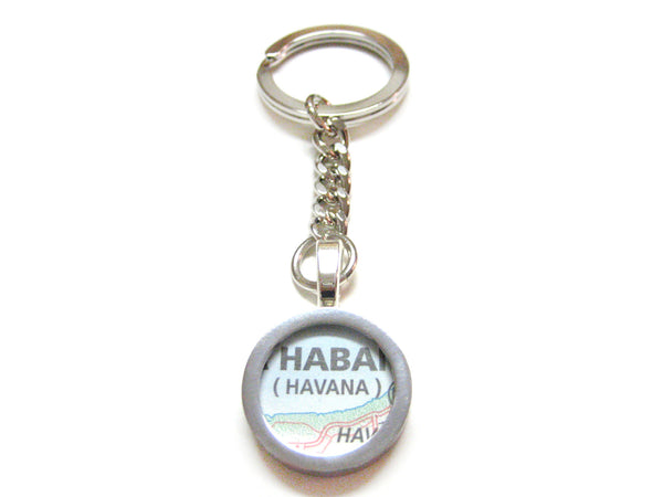 Havana Cuba Map Pendant Keychain