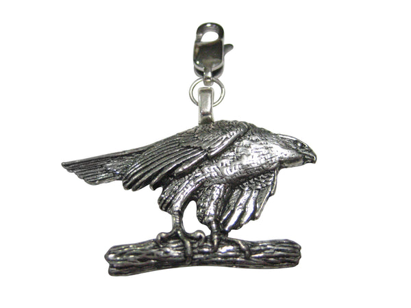 Hawk Bird on Branch Pendant Zipper Pull Charm