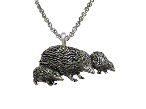 Hedgehog Family Pendant Necklace