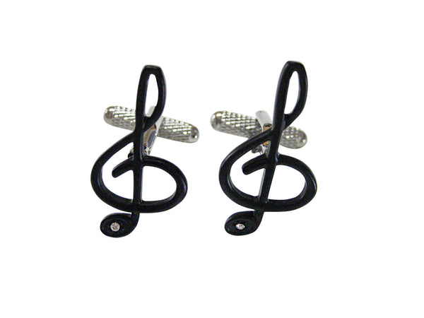 Highly Detailed Black Treble Musical Note Cufflinks