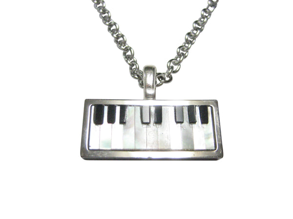 Highly Detailed Shell Insert Musical Piano Keyboard Pendant Necklace