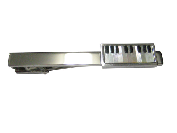 Highly Detailed Shell Insert Musical Piano Keyboard Square Tie Clip