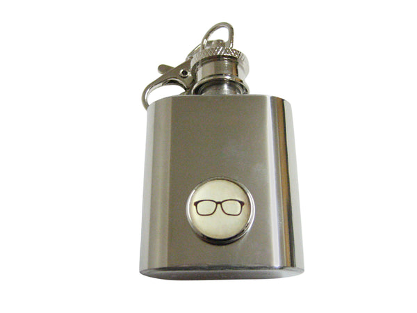 Hipster Glasses 1 Oz. Stainless Steel Key Chain Flask