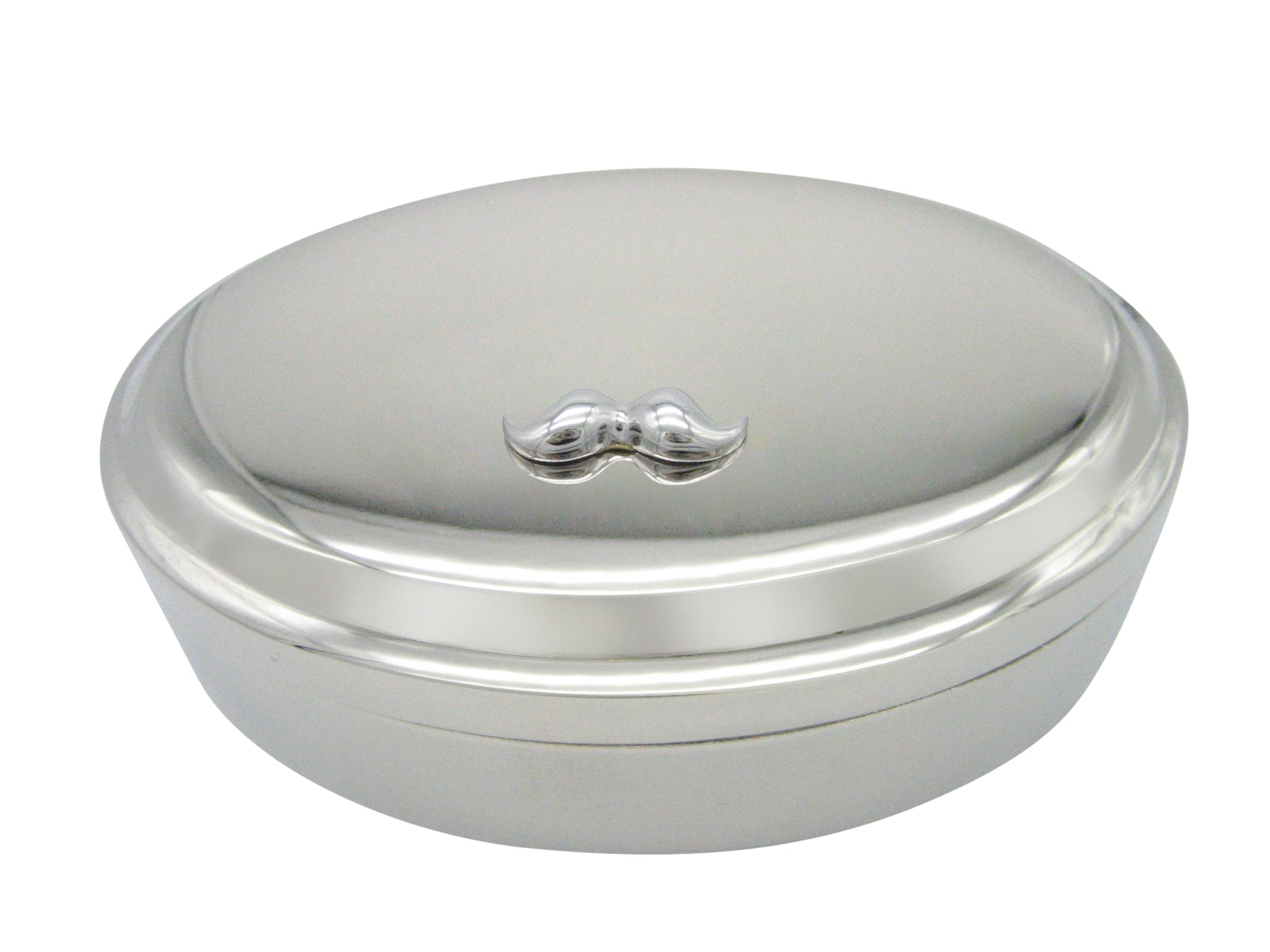 Hipster Mustache Pendant Oval Trinket Jewelry Box