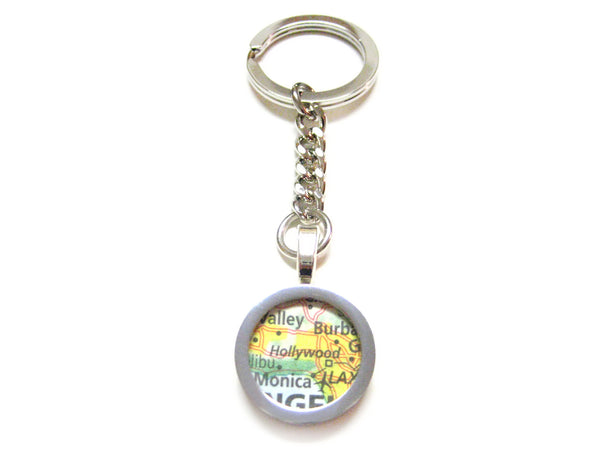 Hollywood California Map Pendant Keychain