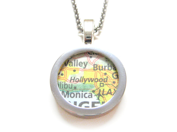 Hollywood California Map Pendant Necklace
