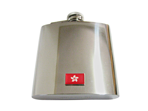 Hong Kong Flag Pendant 6 Oz. Stainless Steel Flask