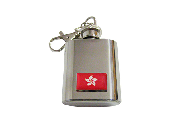 Hong Kong Flag Pendant 1 Oz. Stainless Steel Key Chain Flask