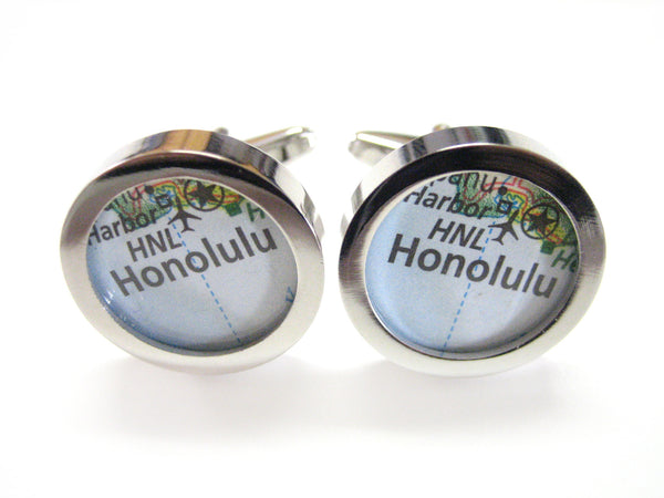 Honolulu Hawaii Map Cufflinks