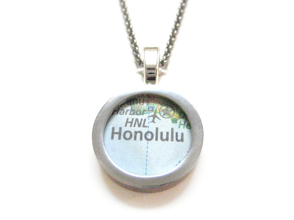 Honolulu Hawaii Map Pendant Necklace