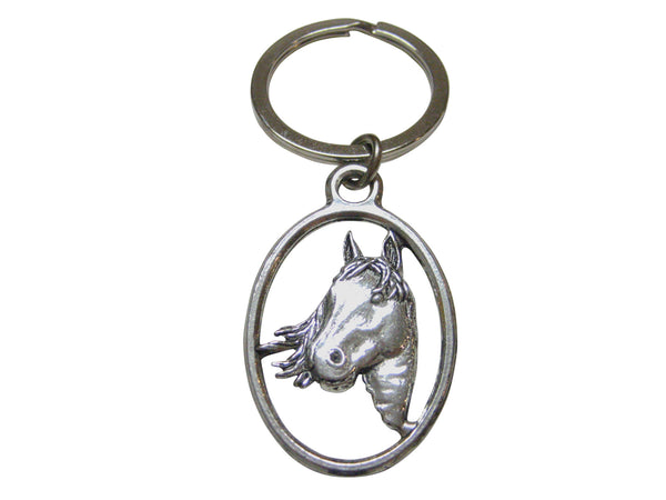 Horse Head Oval Key Chain