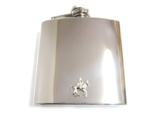 6 Oz. Stainless Steel Flask with Horse Riding Pendant
