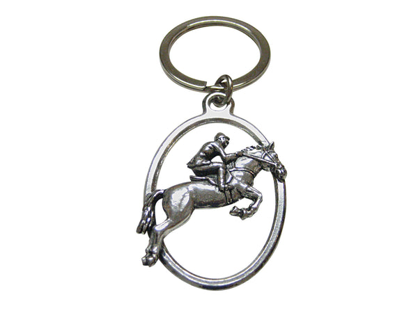 Horse Racing Jockey Oval Key Chain