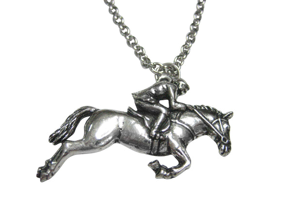 Horse Racing Jockey Pendant Necklace V2