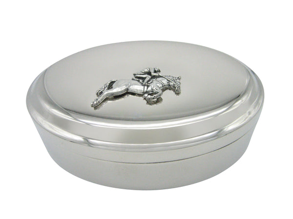 Horse Racing Jockey Pendant Oval Trinket Jewelry Box