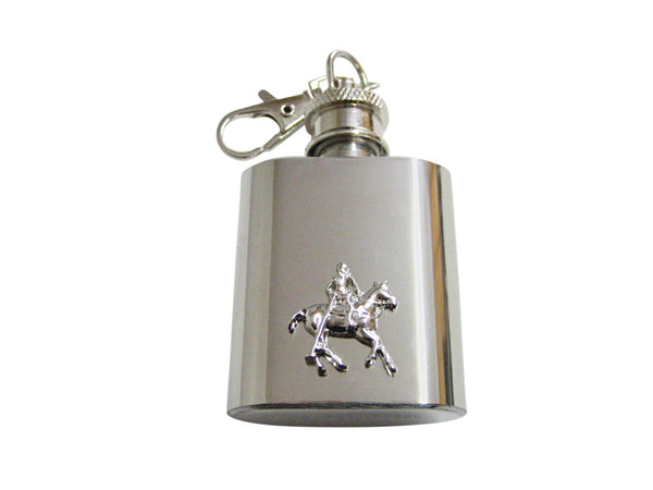 Horse Riding Polo Player 1 Oz. Stainless Steel Key Chain Flask