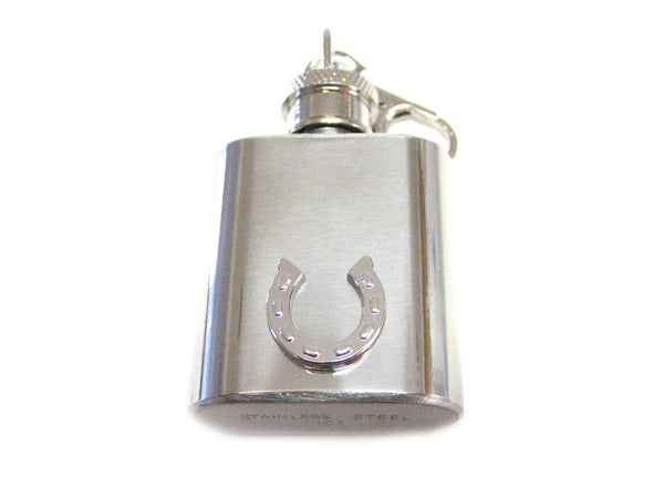 1 Oz. Stainless Steel Key Chain Flask with Horse Shoe Pendant