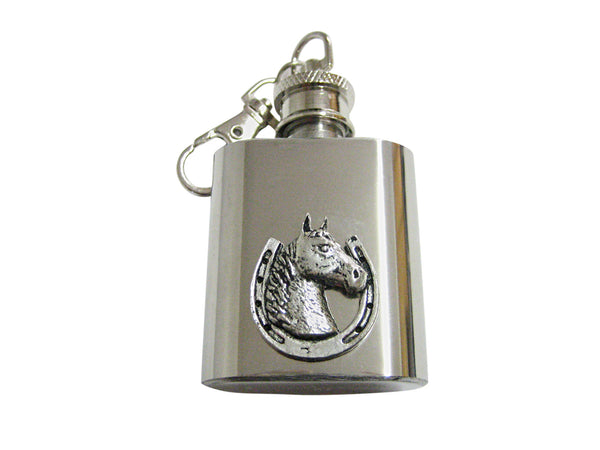 Horse and Horse Shoe 1 Oz. Stainless Steel Key Chain Flask
