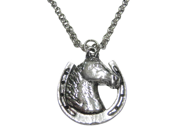 Horse and Horse Shoe Pendant Necklace