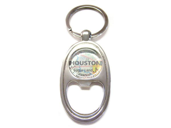 Houston Texas Map Bottle Opener Key Chain