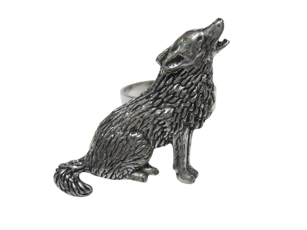Howling Wolf Adjustable Size Fashion Ring