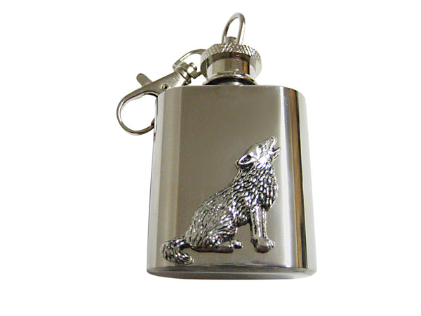 Howling Wolf 1 Oz. Stainless Steel Key Chain Flask