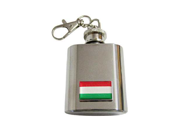 Hungary Flag Pendant 1 Oz. Stainless Steel Key Chain Flask