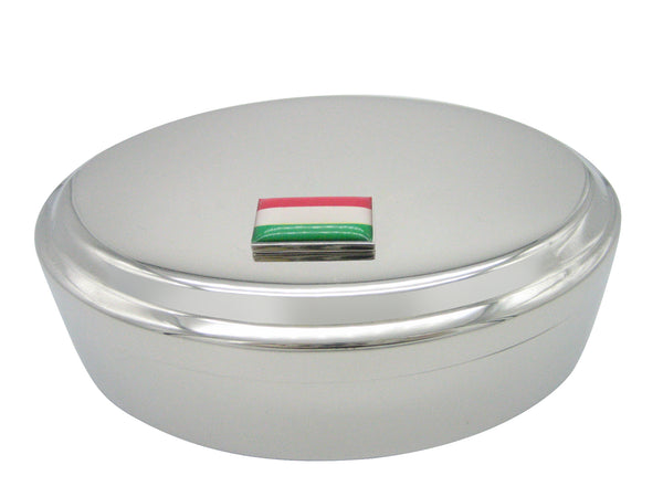 Hungary Flag Pendant Oval Trinket Jewelry Box