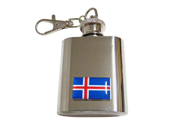 Iceland Flag Pendant 1 Oz. Stainless Steel Key Chain Flask