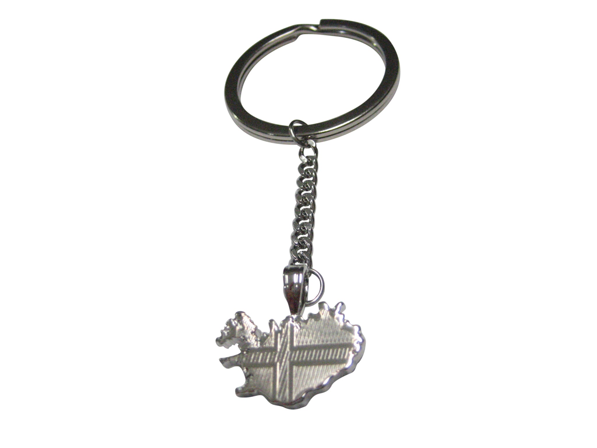 Iceland Map Shape and Flag Design Pendant Keychain