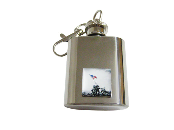 Iconic Flag Raising 1 Oz. Stainless Steel Key Chain Flask