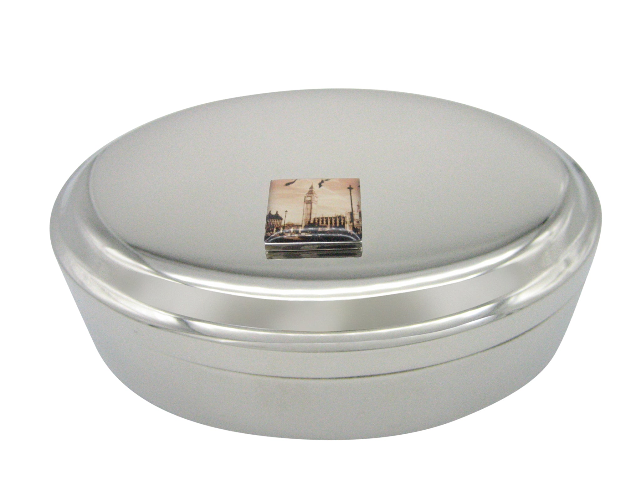 Iconic London Big Ben Pendant Oval Trinket Jewelry Box